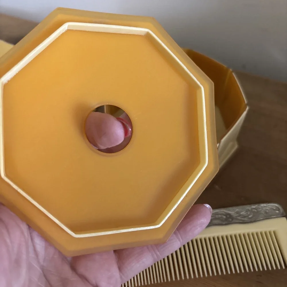 Vintage octagonal celluloid vanity Set